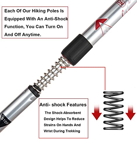 Image of Aihoye Aluminum Hiking Trekking Poles, 2 Pack Collapsible,Lightweight, Anti Shock, Walking Sticks,Adjustable Hiking Pole for Men and Women (Silver)