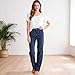 Women Cotton Linen Pants Lightweight Straight Leg Trousers Casual Drawstring Elastic Waist Trousers with Pockets Blue