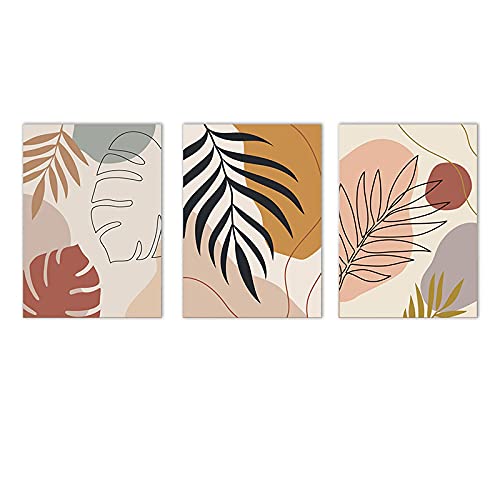 Toile peinture abstraite salon décoration murale moderne avec affiche feuilles dessin ligne
