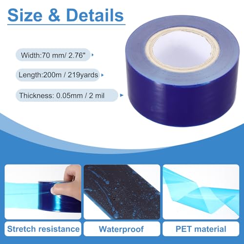 Image of PATIKIL Removable Protective Film Tape, 2.8 Inch x 656 ft PE Surface Protective Scratch Film Tape Roll for Furniture Electrical Appliances Plastic Hardware Low Stickiness, Blue