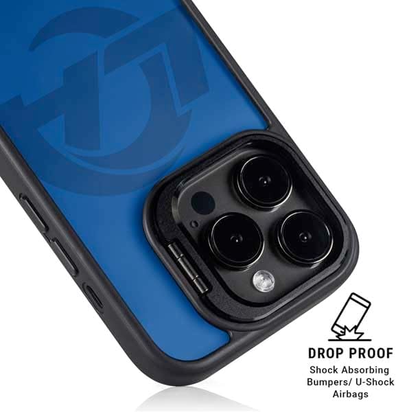 Skinit Kickstand Phone Case Compatible with iPhone 15 Pro - Officially Licensed NFL Los Angeles Rams Double Vision Design