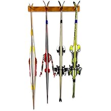 StoreYourBoard Timber Ski Wall Rack, 4 Pairs of Skis Storage, Wood Home and Garage Mount System, Natural Wood