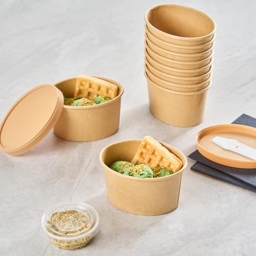 Image of Coppetta 6 Ounce Dessert Cups, 200 Greaseproof Ice Cream Cups - Lids Sold Separately, For Hot And Cold Foods, Kraft Paper Yogurt Bowls, Disposable, For Sundaes, Mousse Or Puddings - Restaurantware