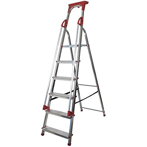 Abbey Aluminium Safety Platform Step Ladder With Handrail & Tool Tray 6 Tread Cover