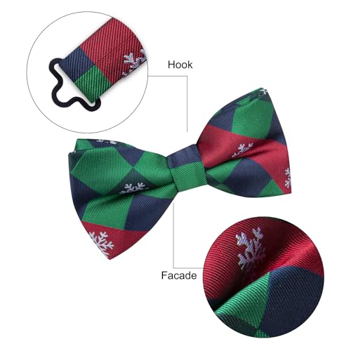 Image of YourTies Christmas Bow Ties for Men Silk Green Pre-tied Adjustable Xmas Bowties Woven Party Holiday Festival New Year