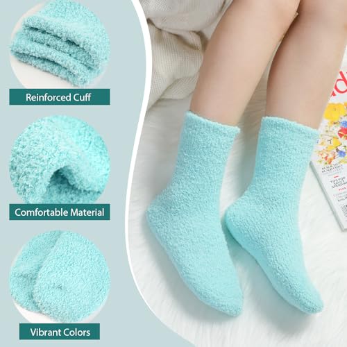 Image of floconssy Fuzzy Socks for Women Gifts, Fluffy Cozy Plush Soft Slipper Socks for Fall Winter Christmas Warm Home 5 /6 Pairs