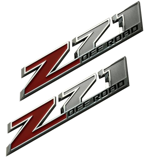 Image of 2pcs New Big Z71 Off Road Emblems 10 inch Badge Compatible with 2009-2018 Colorado Tahoe Silverado Sierra Suburban 2500Hd 3500Hd Offroad (Chrome Red)