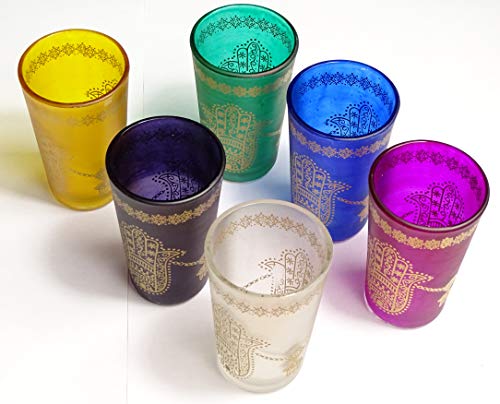 Juego de 6 Vasos marroquíes para el té artesanales
