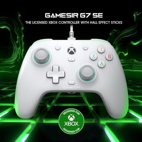 GameSir Xbox Series X|S, Xbox One ve Windows 10/11 için G7 SE kablolu oyun kumandası, Hall efektli Joysticks/Hall Trigger, 3,5 mm ses jakı (beyaz) - Görsel 2