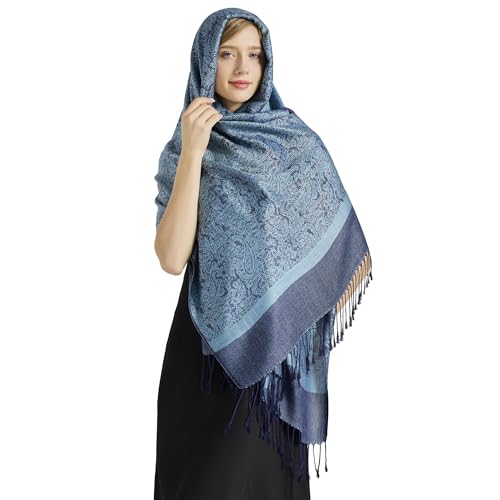 vimate Silky Paisley Pashmina Shawl Scarf-Women's Soft Double-side Jacquard Pashminas Wrap for Evening Dress Travel Shawl3