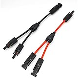 Solarkabel Y-Verteiler, Solar (1 bis 2) Junction Adapter, für parallelen Photovoltaikanschluss (1 rot + 1 schwarz), Solarkabelverbinder IP67 wasserdicht