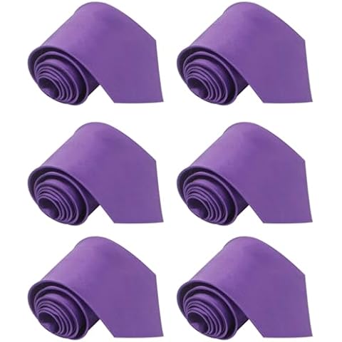 Timiot Mens 6PCS 3.75 inch Width Solid Color Polyester Classic Formal Party Suit Necktie (Purple) Cover