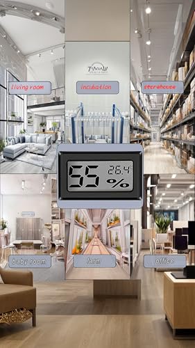 سويت سيفين 4 قطع مقياس حرارة ورطوبة رقمي صغير مع 8 قطع بطاريات - مقياس درجة الحرارة والرطوبة للمنزل والسيارة والصوبة الزراعية وغرفة الأطفال