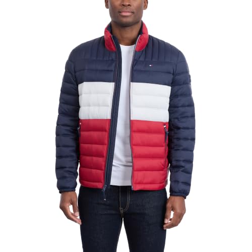 Image of Tommy Hilfiger Mens Embroidered Logo Puffer Jacket