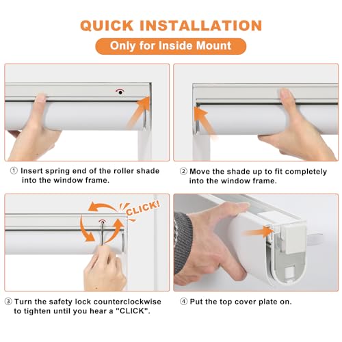 Image of Persilux No Drill No Tools Cordless Blackout Roller Shades for Windows, Thermal Insulated UV Protection Pull Down Shades, Total Blackout Window Blinds for Home, Office, Bedroom (White, 23.5 inchW x 72 inchH)