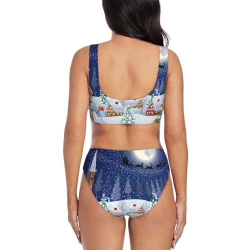 Bikini de Navidad de dos piezas con halter y pantalones cortos para mujer 4
