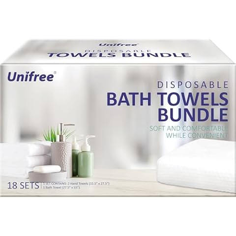 Unifree Disposable Towels Bundle,1 Bath Towel with 2 Hand Towels,18 Sets Cover