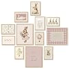 TwoDays Vintage Nursery Decor for Baby Girls, Pink Rabbit Bunny Wall Art for Toddler Kids Playroom, Swan Animals Posters for Bedroom (Multi Sizes, Set of 12, 8 × 10 Largest, UNFRAMED)