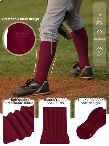 Image of Baseball Socks and Belt Set Cotton Youth Softball Socks for Boys Girls