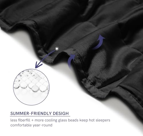 Image of YnM Exclusive 50 lbs Weighted Blanket, Extra Heavy Cotton Bed Blanket for Two Persons, Ideal for Queen or King Bed (88x104 Inches, 50 Pounds, Black)