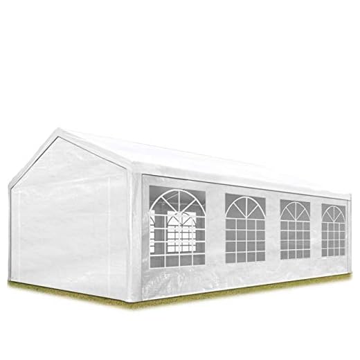 Marquee trädgårdstält 4x8 m lusthus 180 g/m² PE presenning 100% vattentät vit