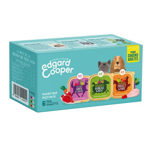 Edgard & Cooper Multipack Boite Patée Chien Adulte sans Cereales Nourriture Naturelle 6x100g Poulet Agneau Gibier, Alimentation Saine savoureuse et équilibrée, Protéines de qualité supérieure Cover