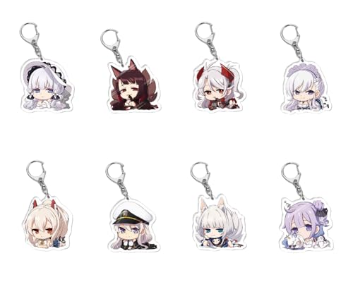 junweideyi Azur Lane - 8 llaveros acrílicos de dibujos animados de anime japonés, Estilo 2, Talla única