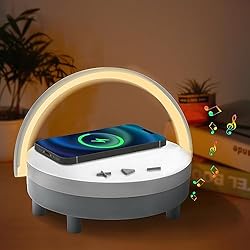 Lamparas Para Dormitorio Mujer Olycism Altavoz Bluetooth Iluminado con Cargador Inalámbrico de 15 W Lámpara de Mesa LED Regulable 4 en 1 para Dormitorio, Regalo de Cumpleaños para Mujeres y Hombres