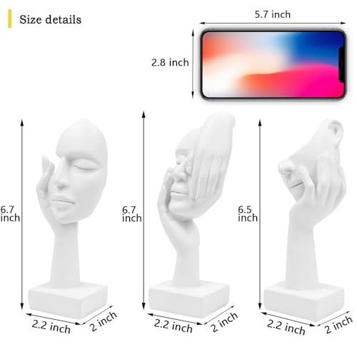 Irayin 3 Pcs Thinker Statue, Modern Home Resin Sculptures, Abstract Art Ornaments Modern Home Decor, Collectible Figurines for Living Room, Office, Bookshelf, Desktop(White) - Image 3