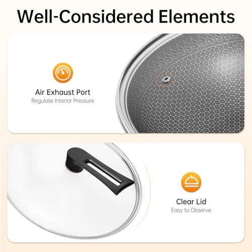 Wok de Acero Inoxidable 13.4 pulgadas con Tapa y Mango miniatura 3