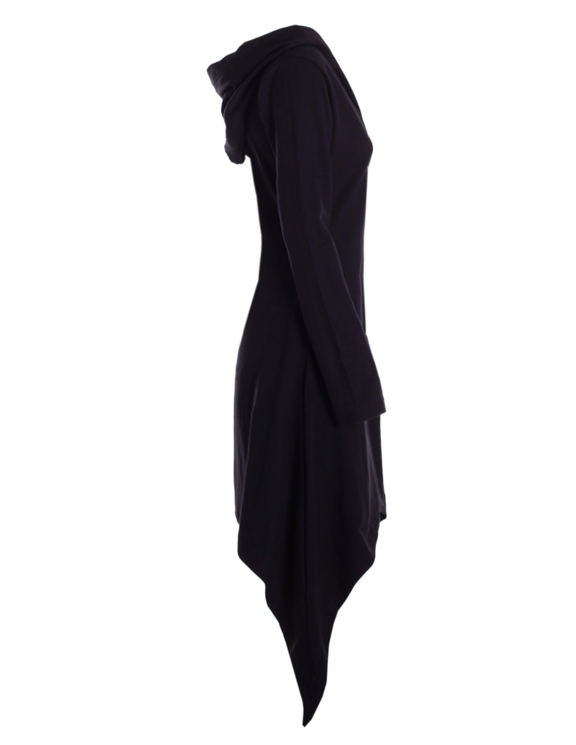 Vishes Zipfeljacke Asymmetrischer Boho Cardigan mit Kapuze und Holzknöpfen aus Baumwolle - Alternative Bekleidung