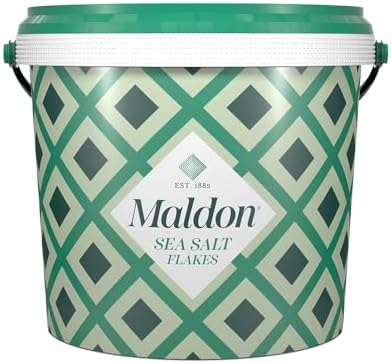 Maldon Salt, Sea Salt Flakes, 3.1 lb, Bulk Tub, Kosher, Natural, Handcrafted, Gourmet, Pyramid Crystals