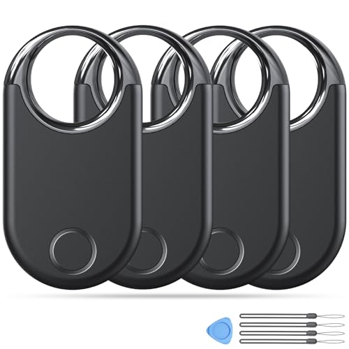 Smart Air Tags Bluetooth Tracker Finder 4 pezzi, Bluetooth Localizzatore Funziona con Apple Dov'è App (solo iOS) Trova oggetti e chiavi per Bagagli, Valigie, ZainiBorse, Batteria Sostituibile. Nero