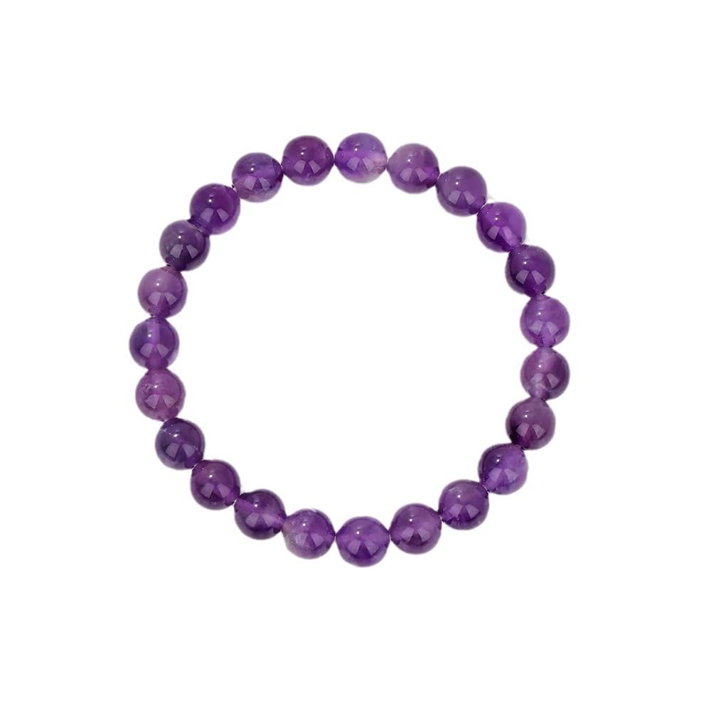 Bracciale Perline Rotonde Cristallo Viola Caroite Naturale 9 mm