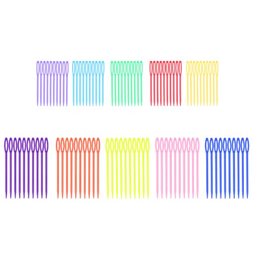 300 Pcs Plastic Sewing Needles, iFergoo 150 Pcs 3.5" Colorful Large Eye Crafts Needles and 150 Pcs 2.75" Kids Safety Learning Needles for DIY Sewing Handmade Crafts, Kid Weave Education (300) — view 2