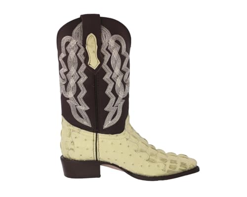 Texas Legacy Mens Off White Western Wear Cowboy Boots Crocodile & Ostrich Print J Toe2