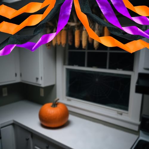 Image of PheiLa Crepe Paper Streamers 6 Rolls 492ft, Crepe Paper Halloween Decorations Orange Black Purple Party Supplies for DIY Gift Wrapping Birthday Holiday Party Decor, 1.77 Inch x 82 Ft /Roll