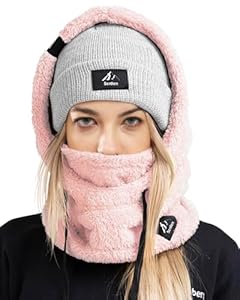 Senllen Sturmhaube Kapuze für Damen/Herren Plüsch Schalmütze Winddichte Kapuzenschal Winter Wolle Balaclava Skimaske über Skihelm für Skifahren, Radfahren, Motorradfahren