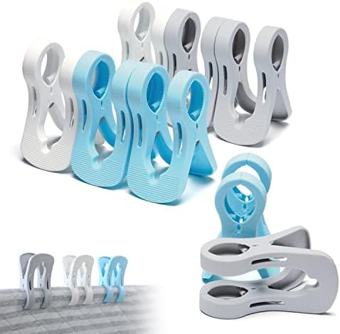 12 Stück Wäscheklammern Strandliegen-Clips - Extra Starke Halterung Für Handtücher & Dickere Wäsche
