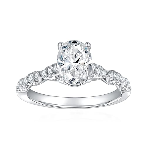 S925 Sterling Silver 1.5 Carat 6x8mm Oval Cut Diamond Engagement Ring for Women | Ideal Cut, VVS1 Clarity | Endless Beautiful Jewelry Accessory
