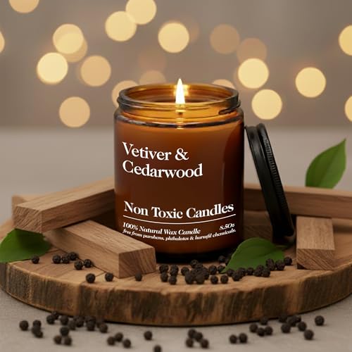 Hand Poured Vetiver & Cedarwood Aromatherapy Candles (8.5 oz)