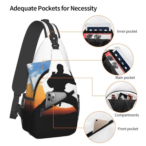 Mochila tipo Sling para hombre y mujer Karate silhouette miniatura 3