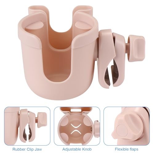Image of Accmor Stroller Cup Holder with Phone Holder, Bike Cup Holder, Universal Cup Holder for Uppababy Nuna Doona Strollers, 2-in-1 Cup Holder for Walker, Wheelchair, Scooter