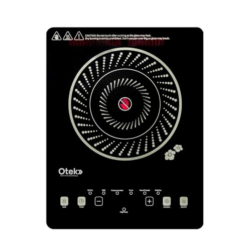 Image of OTEK Infrared Cooktop 2200W Portable Electric Stove Touch Control LED Display 6 Preset Modes Crystal Glass Cooktop Compatible with All Cookware