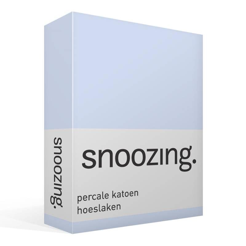 Snoozing - Drap-Housse en Percale de Coton - 70x200 cm - Bleu Clair