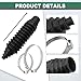Universal Steering Rack and Pinion Tie Rod Boots, Dustproof Silicone Inner Tie Rod Boot Set, with Pinion Bellow Cable Ties and Clamps (Black)
