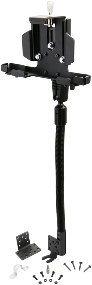 ARKON Mounts - LockVise Metal Locking Seat Rail Tablet Mount with 18" Aluminum Gooseneck and 3.75" Shaft | TAB4RM8825AL