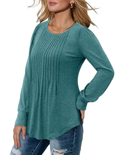 BETTE BOUTIK Long Sleeve Shirts for Women Fall Tops Dressy Blouses Crewneck Tunic Tops for Leggings S-3XL