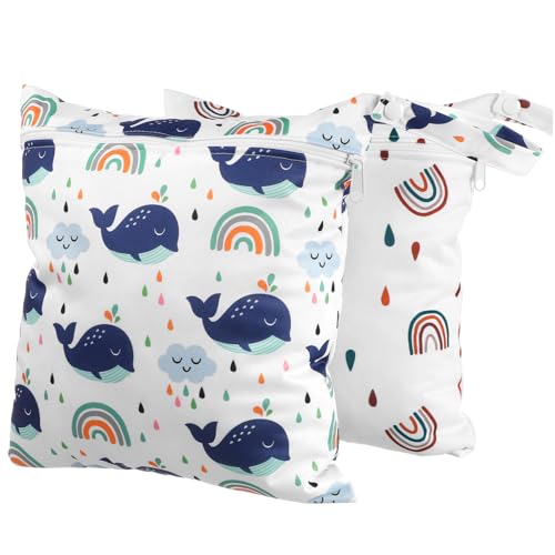 2pezzi Sacchetti Impermeabili Per Pannolini Cerniera Borse Multifunzionali Per Utilizzabili Cartoon Facile Trasporto