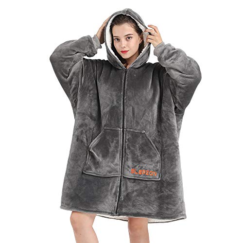 SLEPZON Blanket Hoodie | Oversized Wearable Blanket - Deep Pockets, Comfy Sleeves, Front